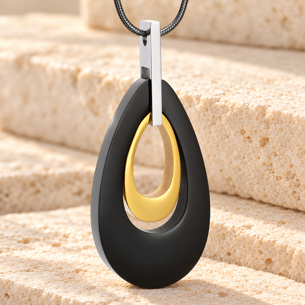Black and Gold Drop Of Hope Cremation Jewelry — main — evr1508bg