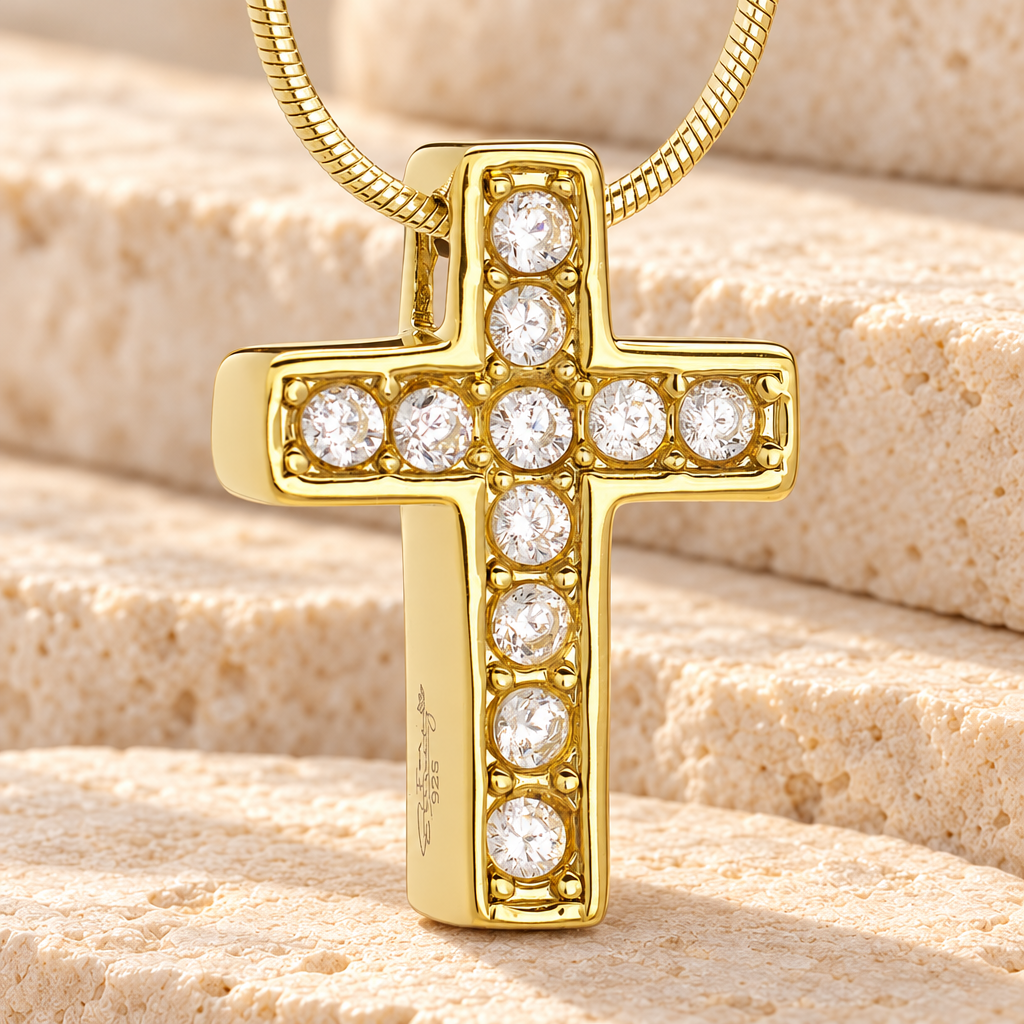Gold Plated Hallmark Cross Memorial Jewelry — main — evr6161g