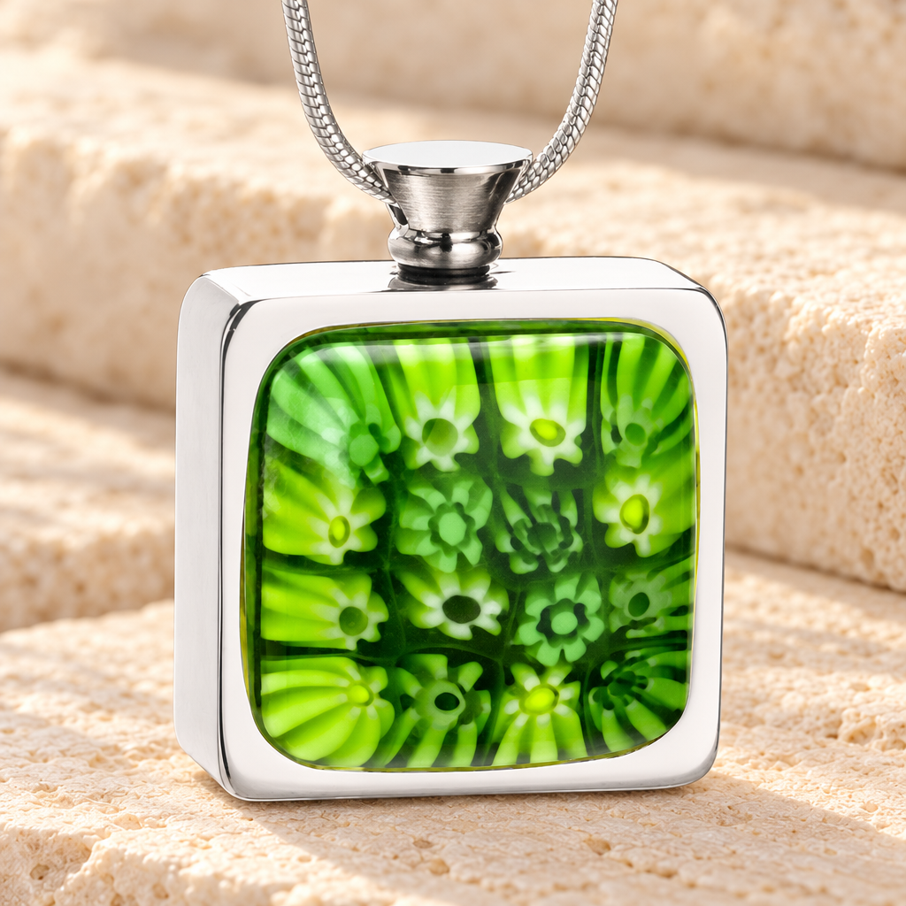 Evergreen Bouquet Cremation Locket — main — evr6074