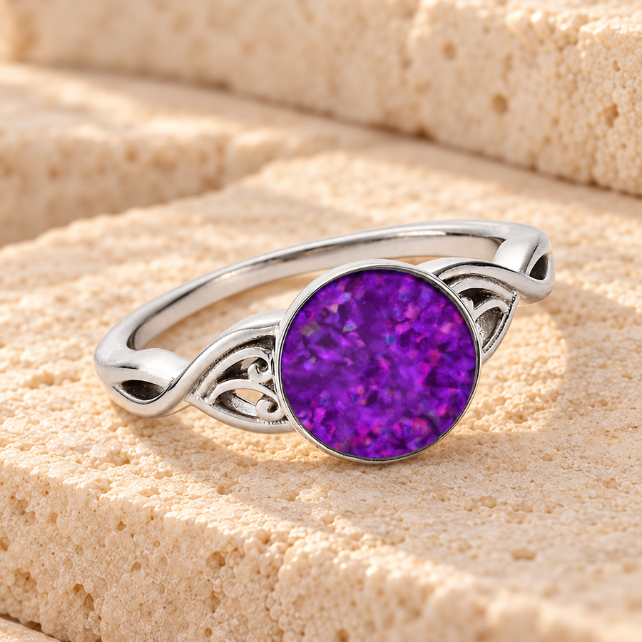Women's Sterling Silver Katina Ash Ring with Lilac Pearl Opal