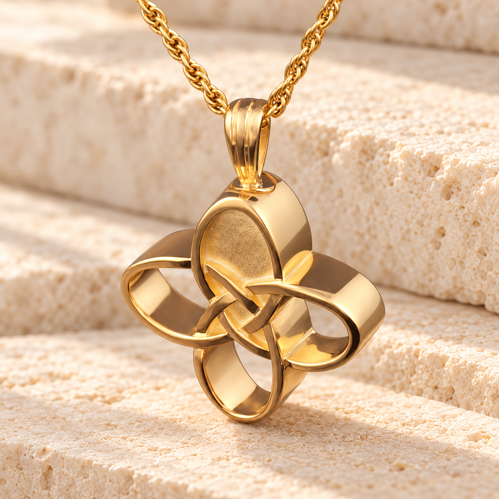 Gold Plated Celtic Cherished Cross Urn Pendant — main — evr6036gv