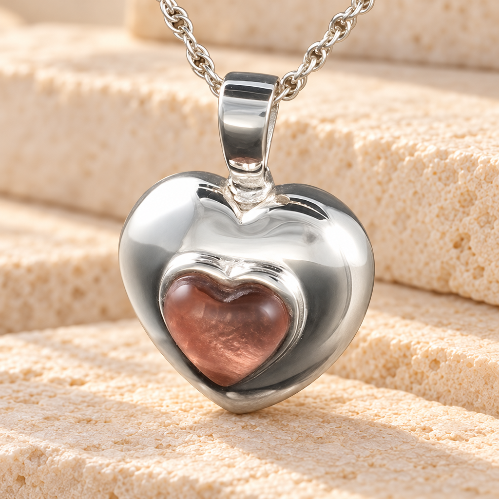 Sterling Silver February Heart Funeral Jewelry — main — evr701ss