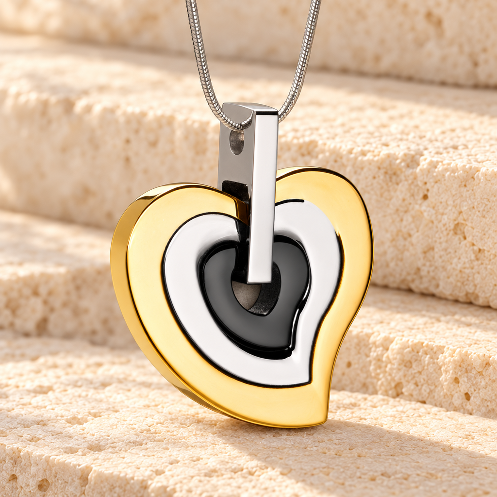 Gold and Stainless Sincere Heart Urn Pendant — main — evr1505grst
