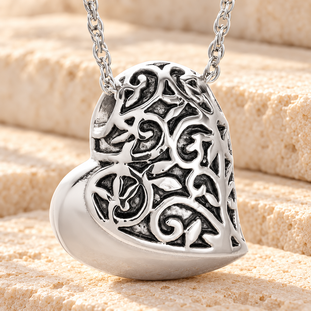 Stainless Steel Tumbling Heart Pendant Keepsake — main — evr6380s