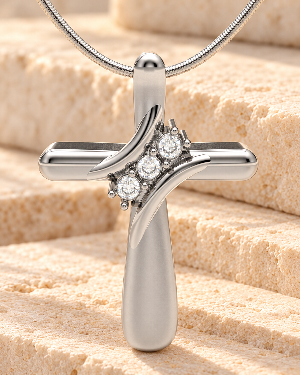 Forever Sealed Solid 14K White Gold Stylish Cross Memorial Jewelry — main — evr6626wgfs