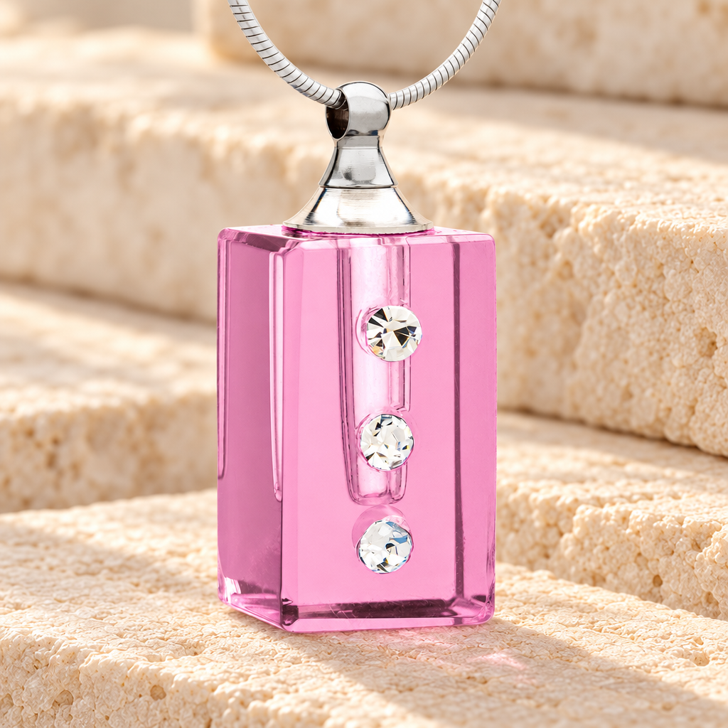 Glass Locket Pink Reliable Cremains Pendant — main — evr2089