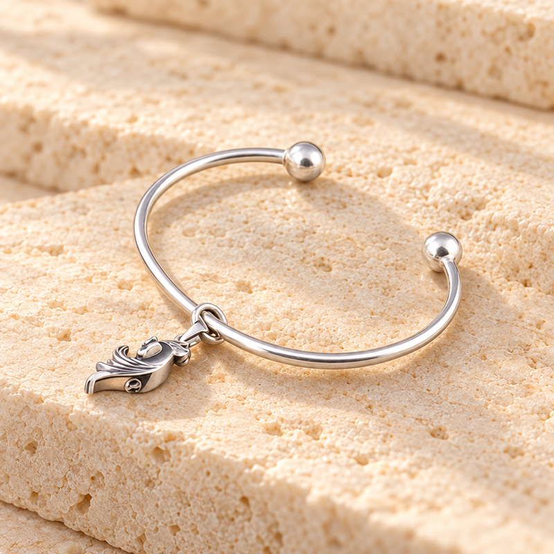 Sterling Silver Stallion Cremation Bracelet