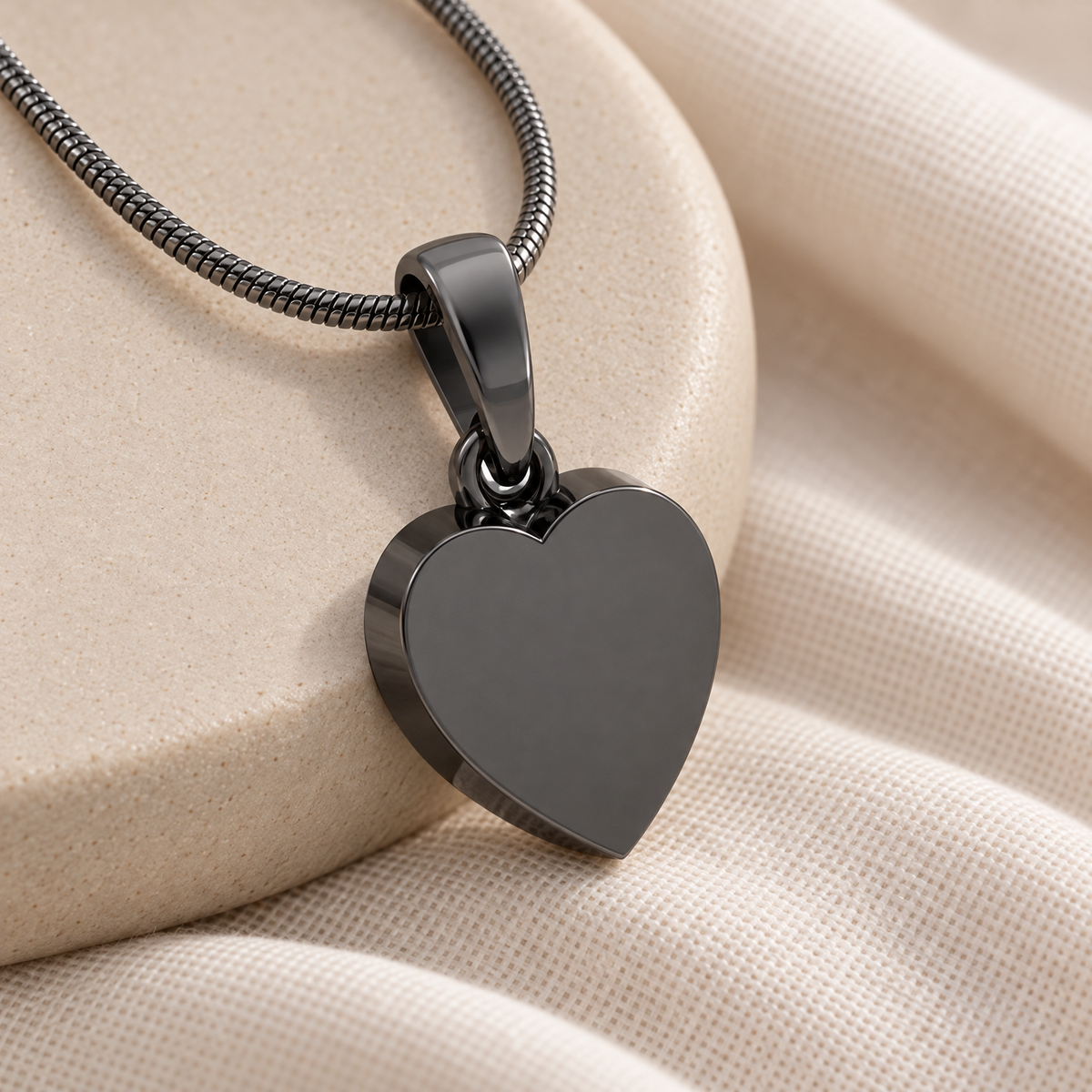 Black Simple Heart Forever Sealed Cremation Jewelry — alternate view — evr6447bfs