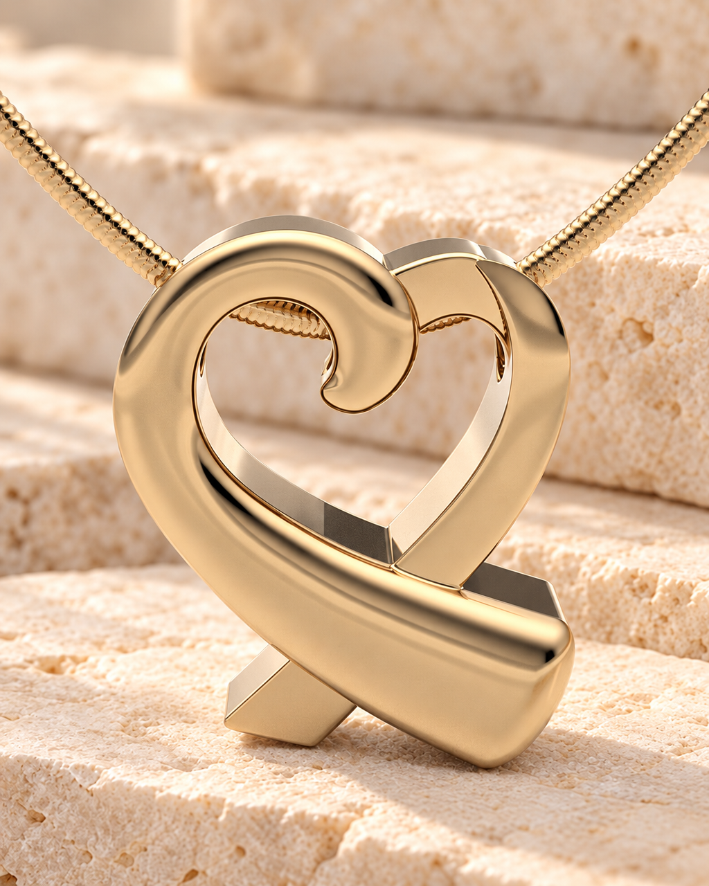 Solid 14K Gold Plated Folded Heart Forever Sealed Memorial Jewelry — main — evr6181kgfs
