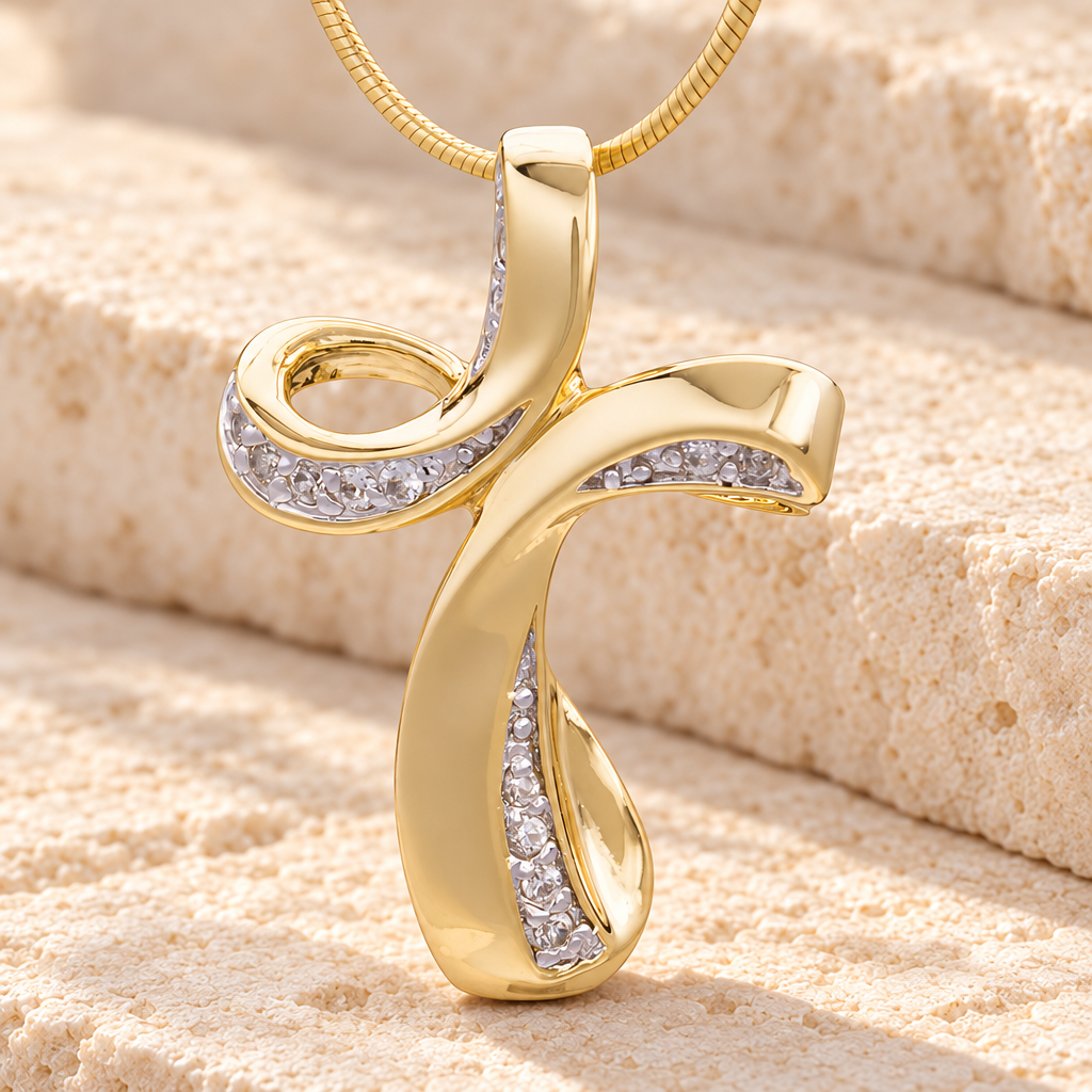Gold Plated Forever Cross Cremation Jewelry — main — evr6468g