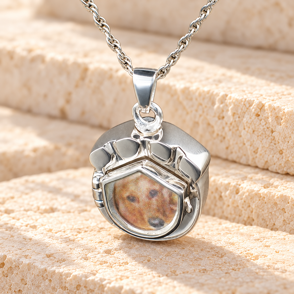 Sterling Silver Photo Paw Memorial Locket — main — evr803ss