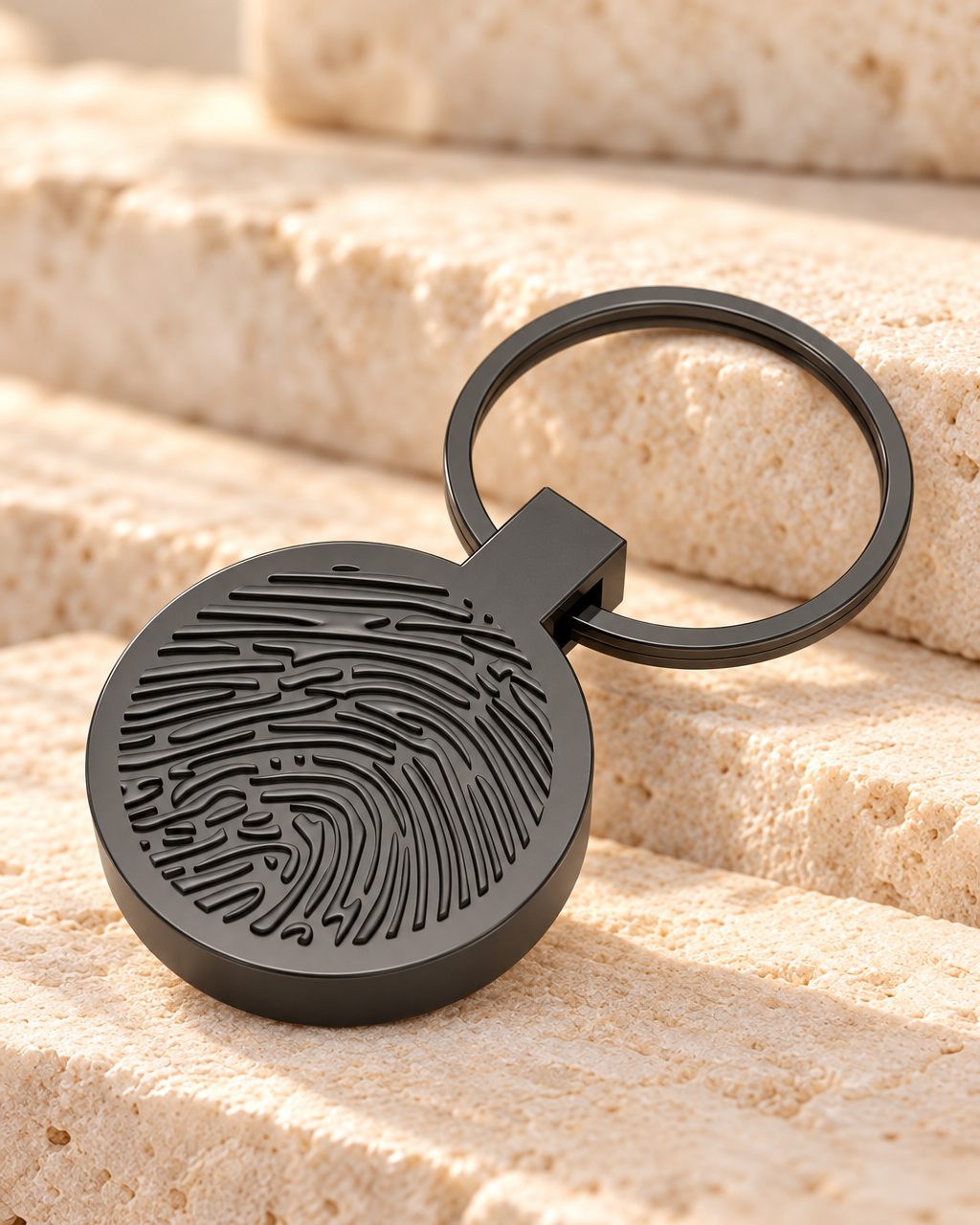 Black Fingerprint Cast Forever Sealed Memorial Keychain — main — evr4799bfs