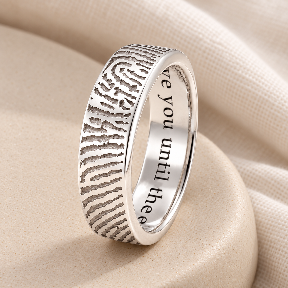 Standard Women's Solid 14k White Gold Fingerprint Ring — alternate view — evr30000wg