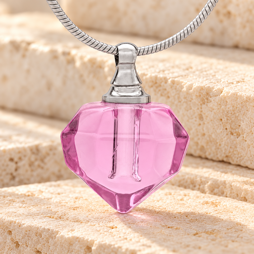 Glass Locket Pink Joyous Cremation Jewelry — main — evr2528p
