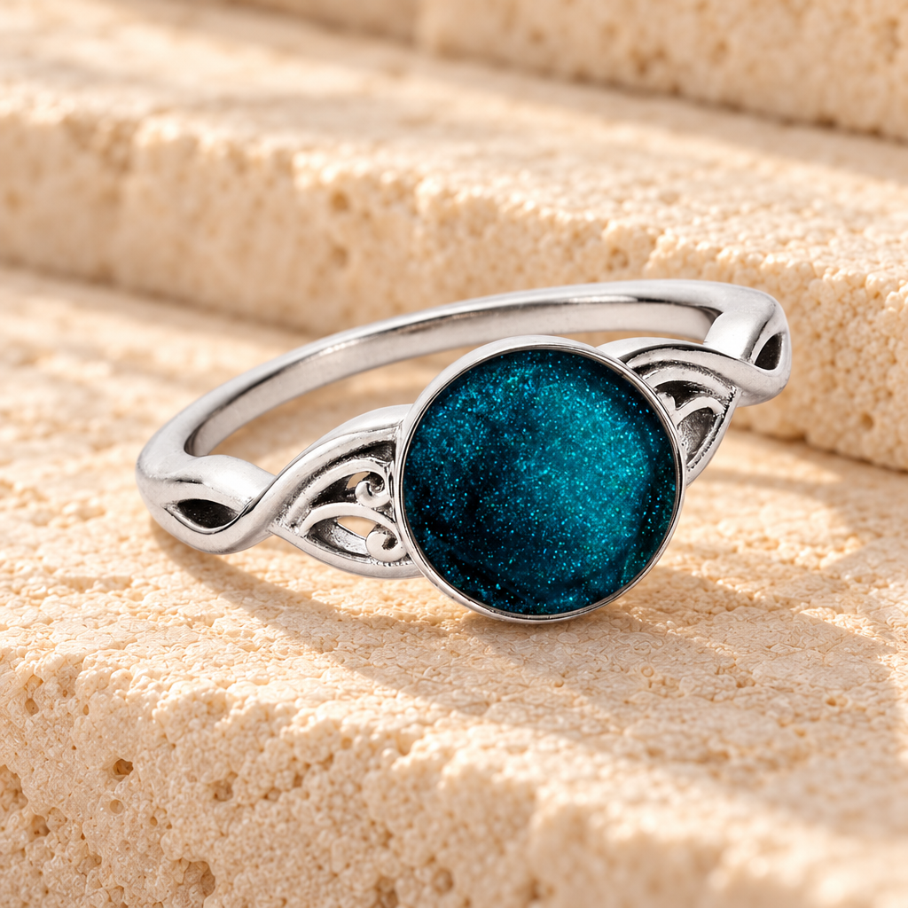 Women's Sterling Silver Katina Ash Ring with Aqua — main product image