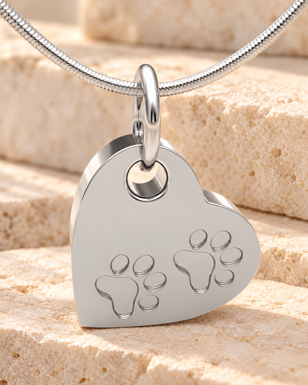 Sterling Silver Paw On Heart Forever Sealed Memorial Jewelry — main — evr20083ssfs