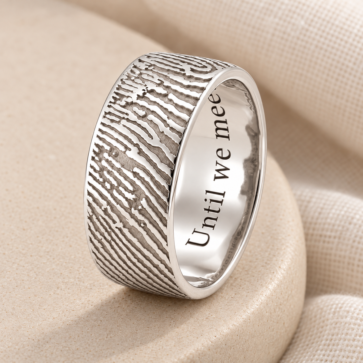 Men's Standard Solid 14k White Gold Fingerprint Ring — alternate view — evr30001wg