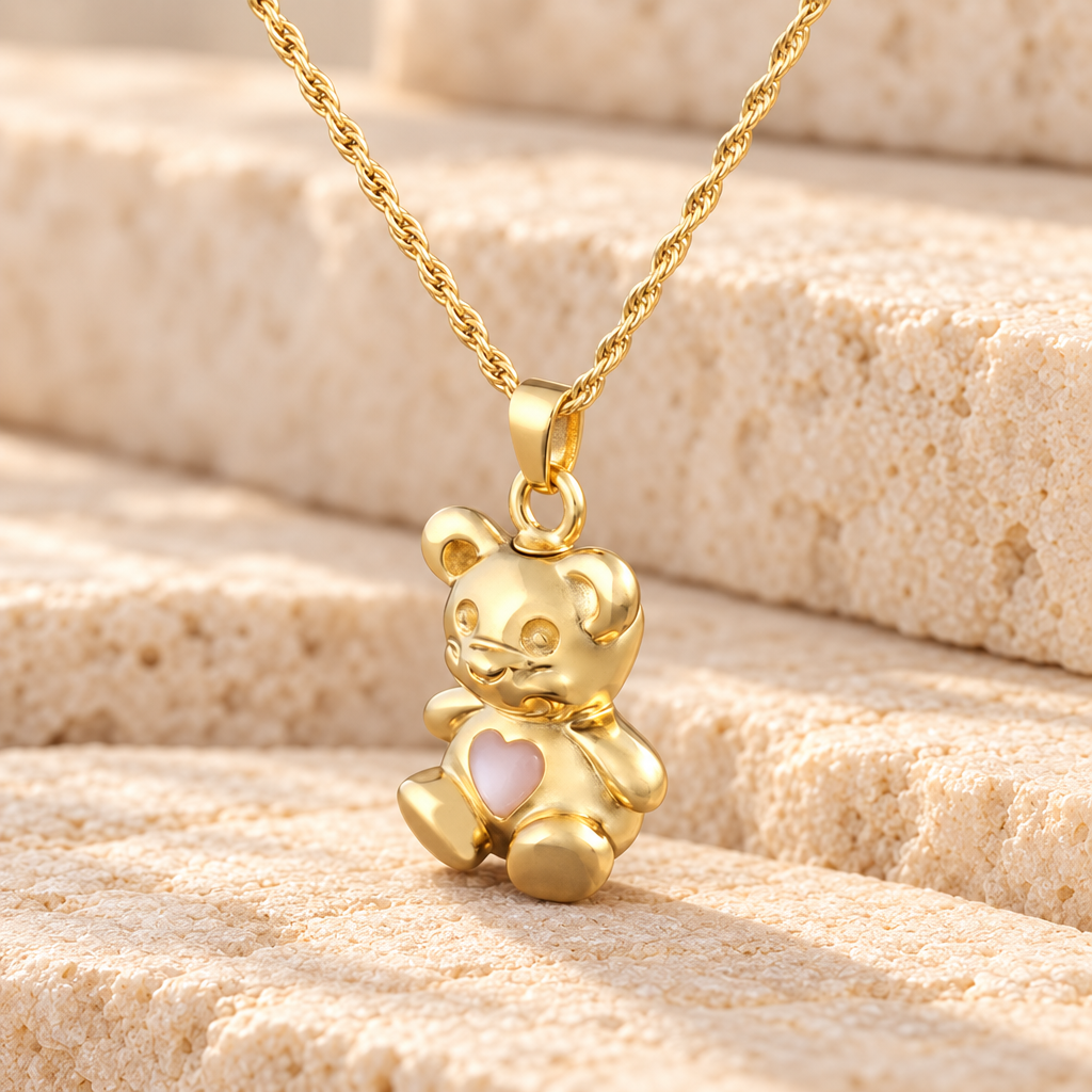 14k Gold Tickle Me Pink Bear Jewelry — main — evr6301kg