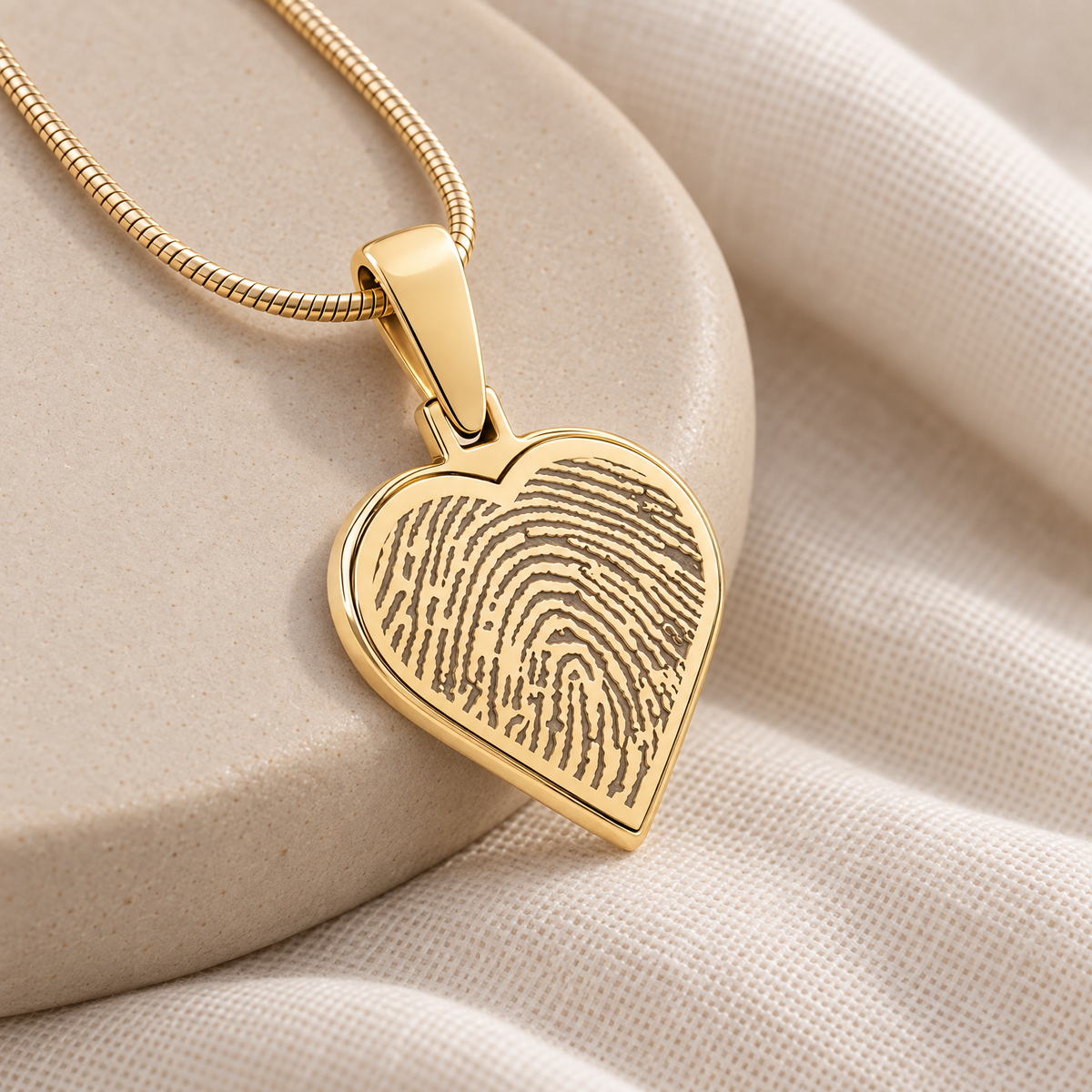Solid 14k Gold Signature Heart Fingerprint Necklace — alternate view — evr4728kghand