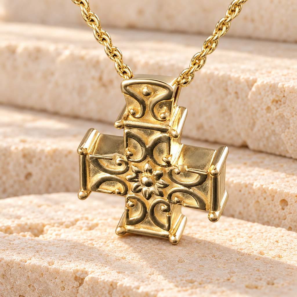 14K Gold Plated Companion Memory Cross Memorial Locket — main — evr766gv