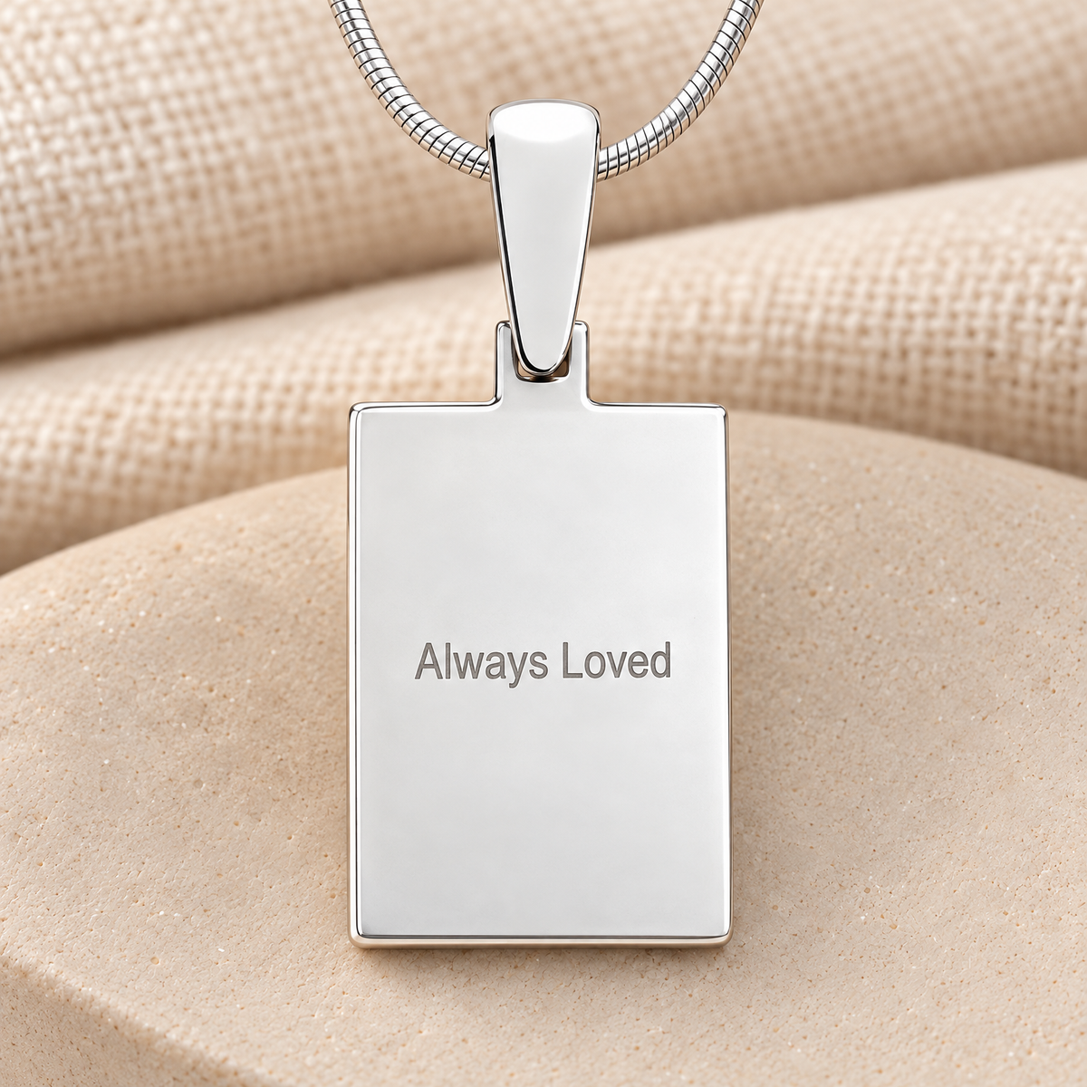 Silver Peony Framed Rectangle Fingerprint Necklace — rear engraving — evr4803red-130