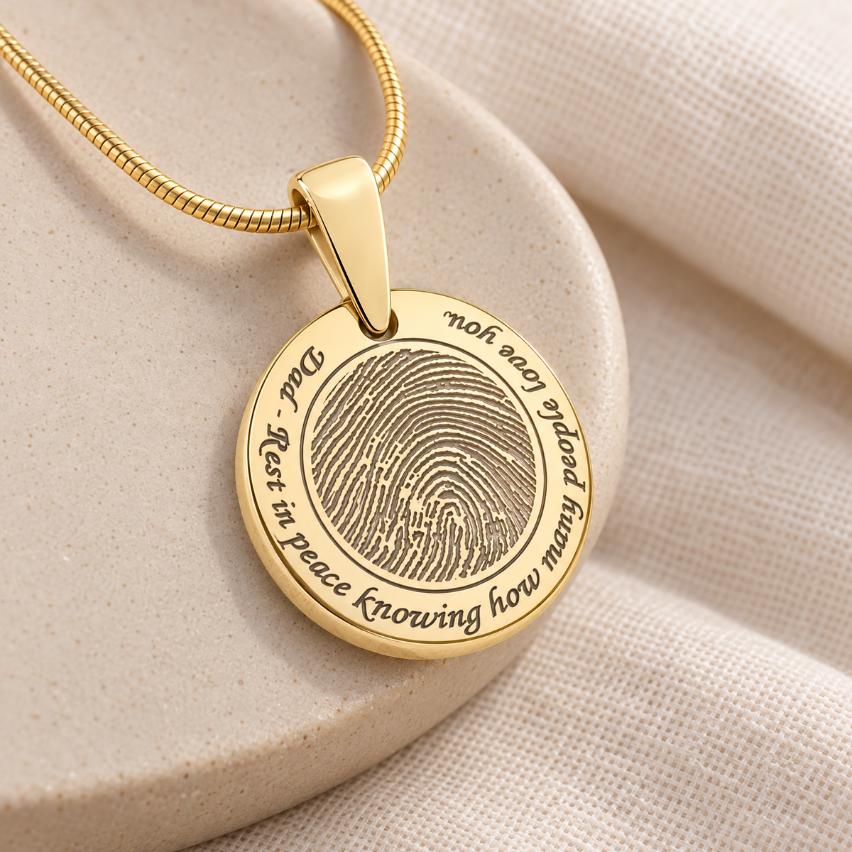 Solid 14k Gold  Eternal Round Fingerprint Necklace — alternate view — evr4825kg