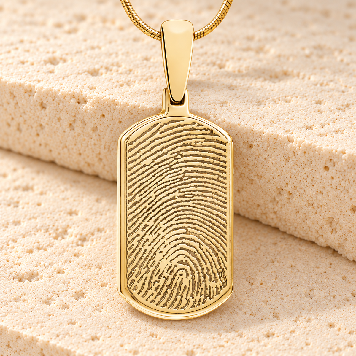 Solid 14k Gold Dog Tag Fingerprint Necklace — main — evr4708kg