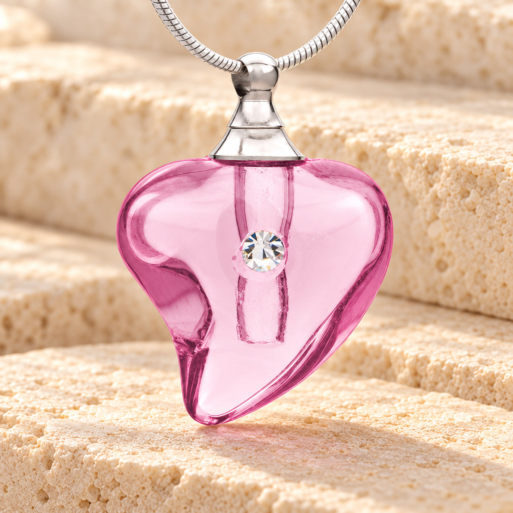 Glass Locket Pink Lovely Cremation Jewelry — main product image
