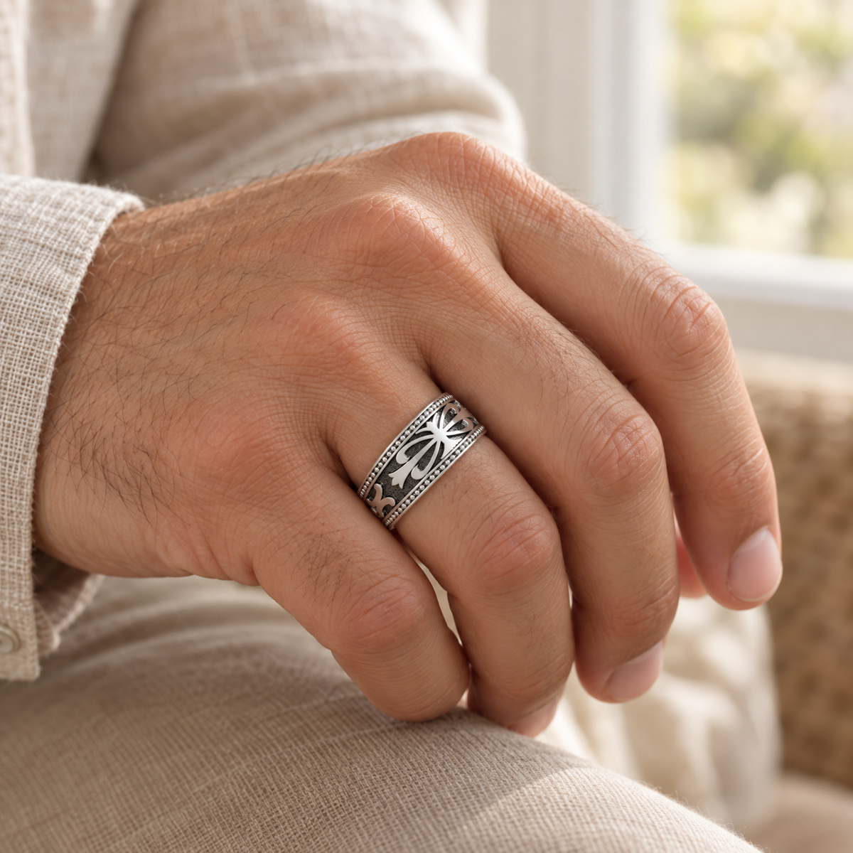 Solid 14K White Gold Men's Royalty Forever Sealed Memorial Ring — lifestyle — evr20081wgfs