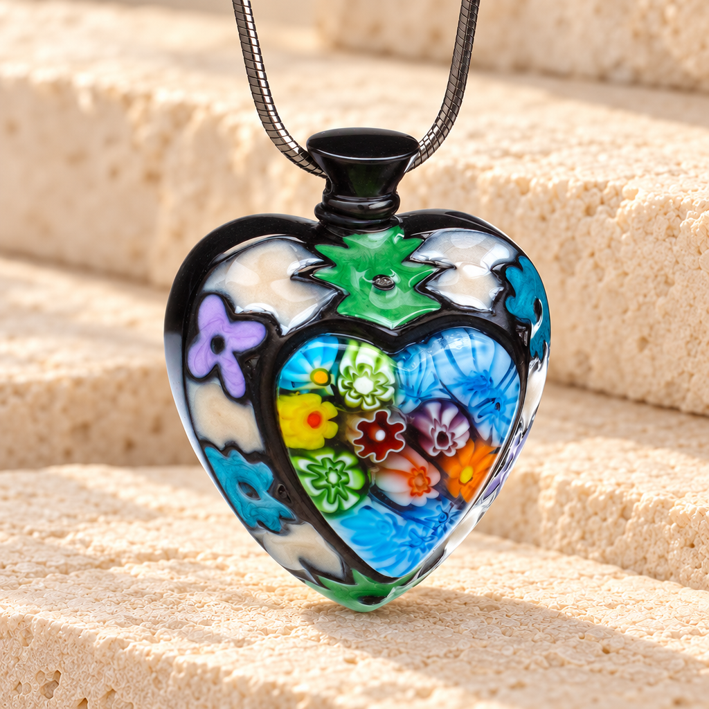 Black Lavish Heart Cremation Jewelry — main product image