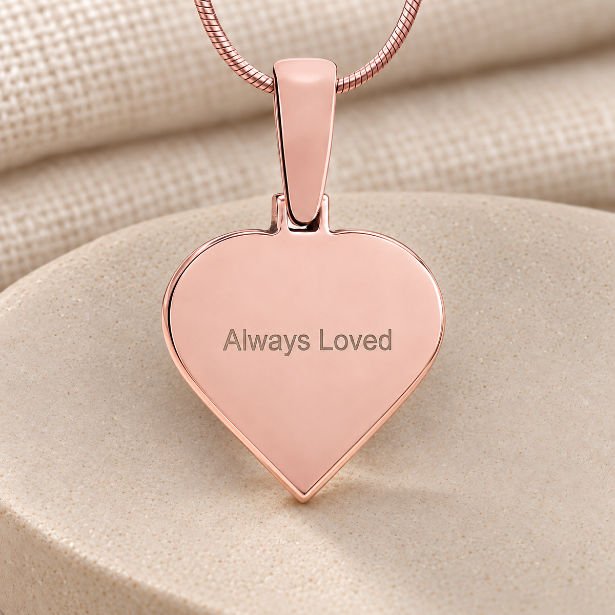Signature Heart Rose Gold Plated Fingerprint Necklace — rear engraving — evr4728rghand