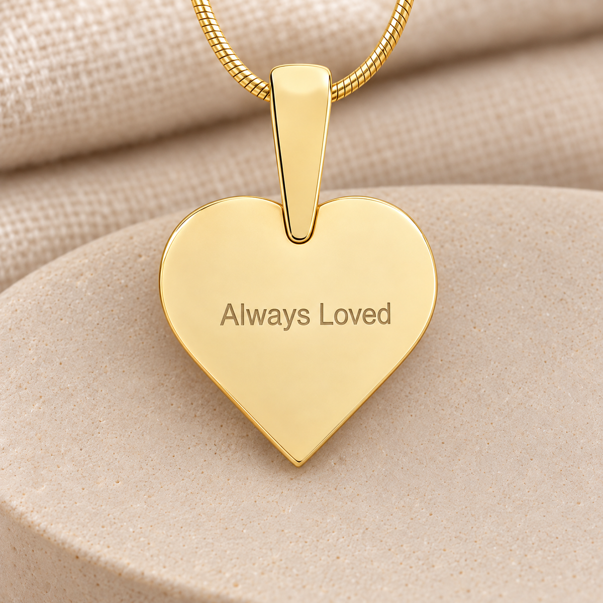 Solid 14k Gold Classic Heart Fingerprint Necklace — rear engraving — evr4718kg