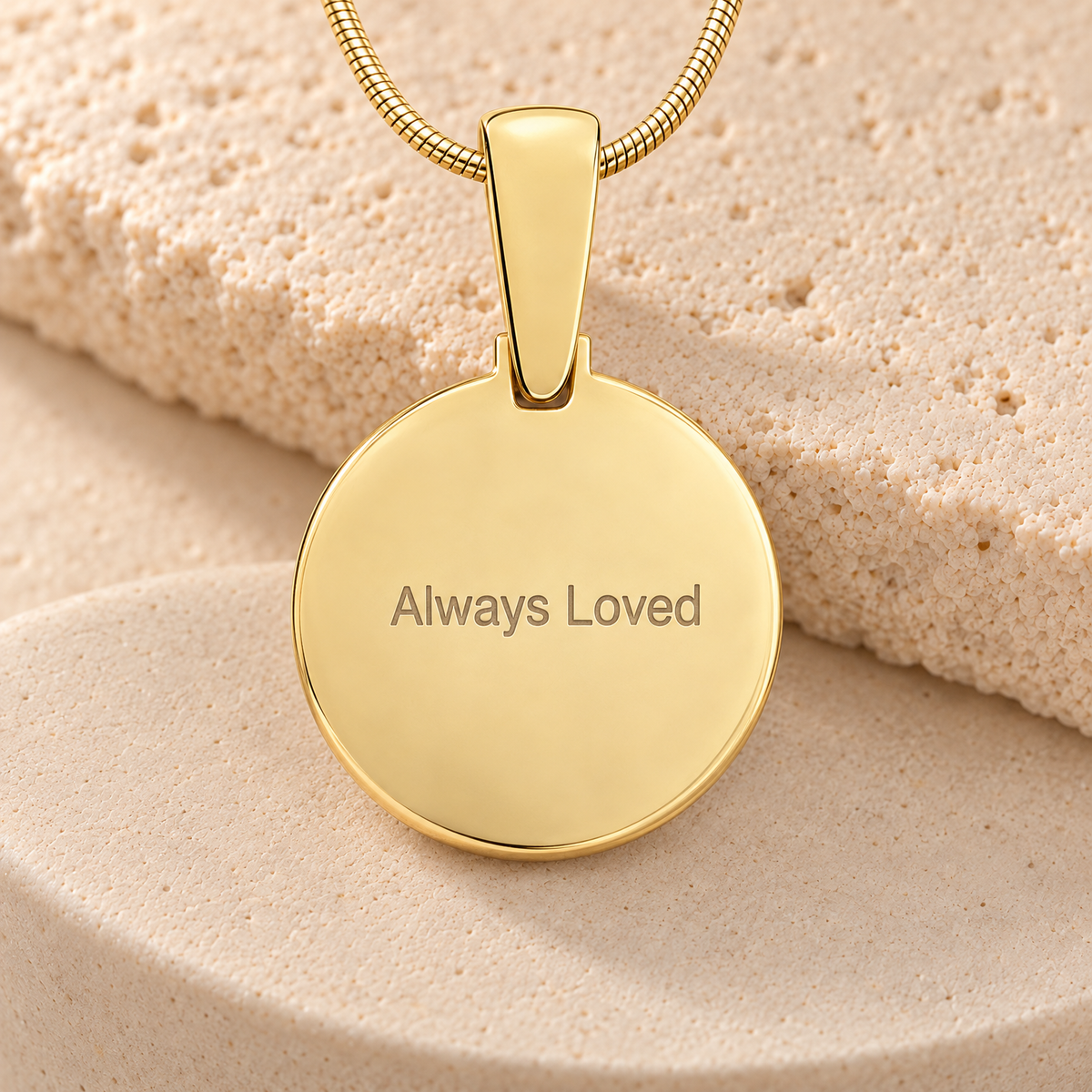 Gold Plated Monogram Round Fingerprint Necklace — rear engraving — evr4804g