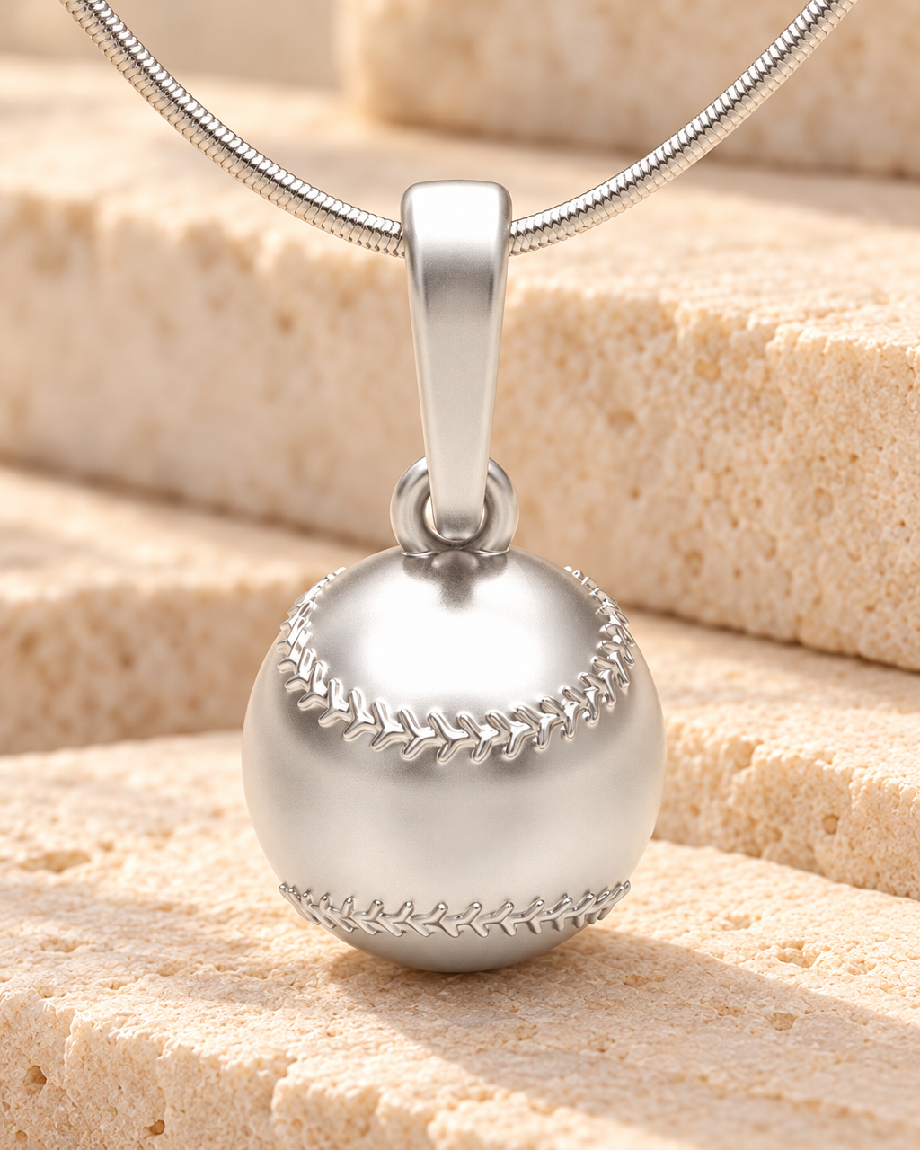 Solid 14k White Gold Baseball Forever Sealed Memorial Jewelry — main — evr20045wgfs
