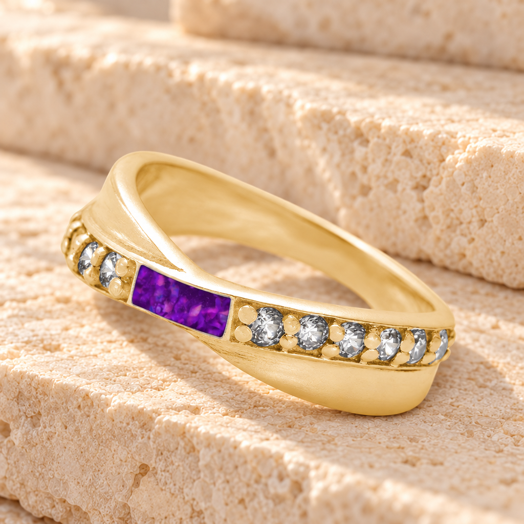 Solid 14K Gold Women's Claiborne Ash Ring with Lilac Pearl Opal — main product image