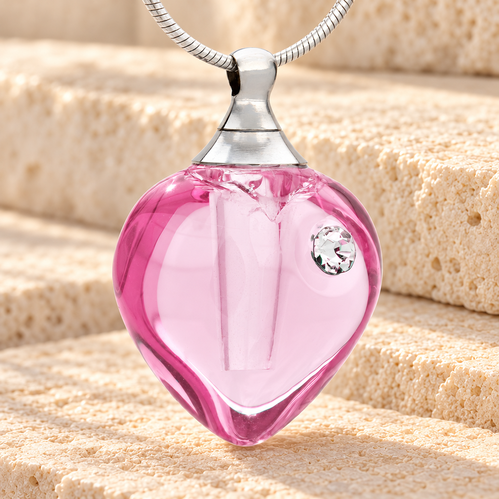 Glass Locket Poppy Heart Memorial Jewelry — main — evr2001