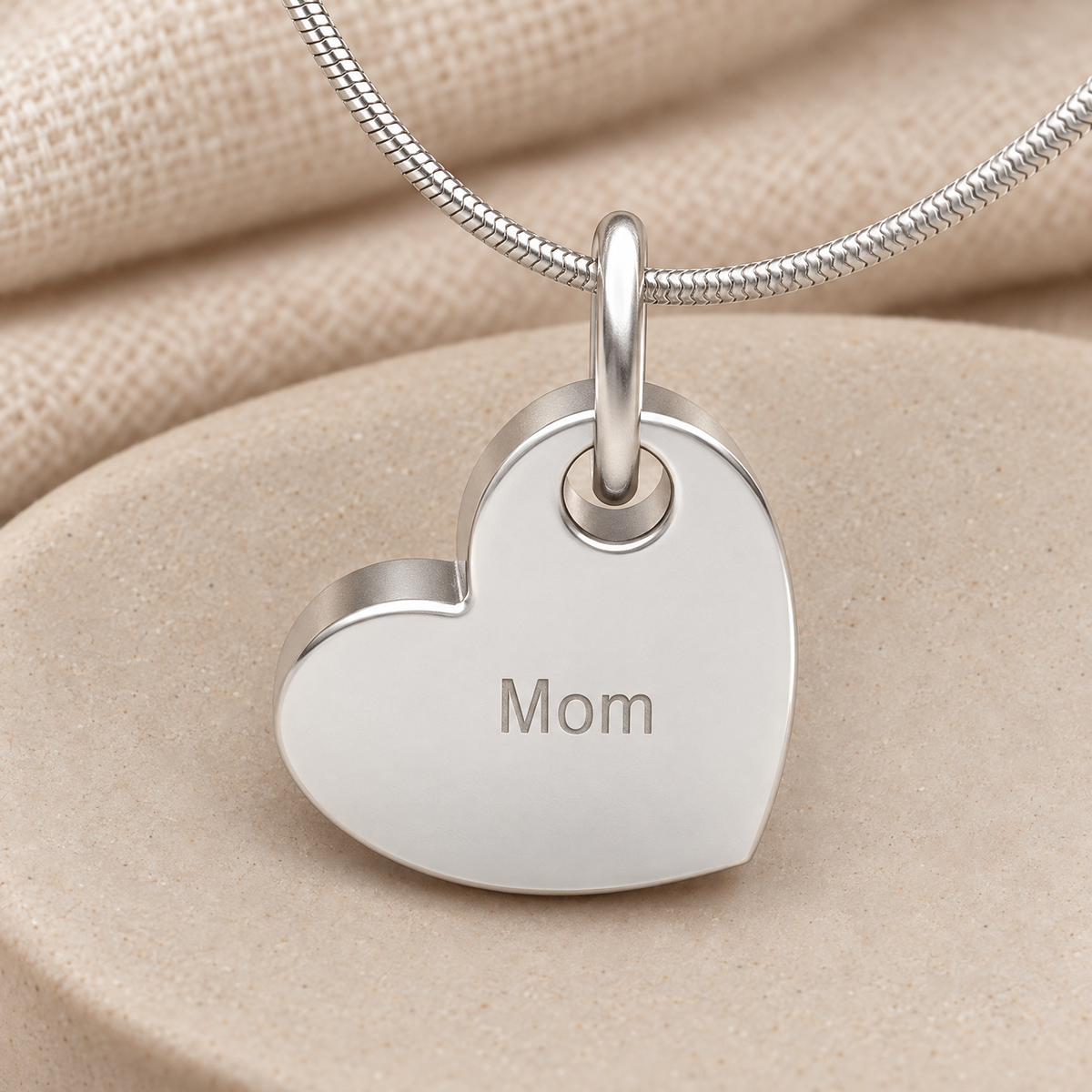 14K White Gold Tilted Heart Forever Sealed Memorial Jewelry — rear engraving — evr20034wgfs