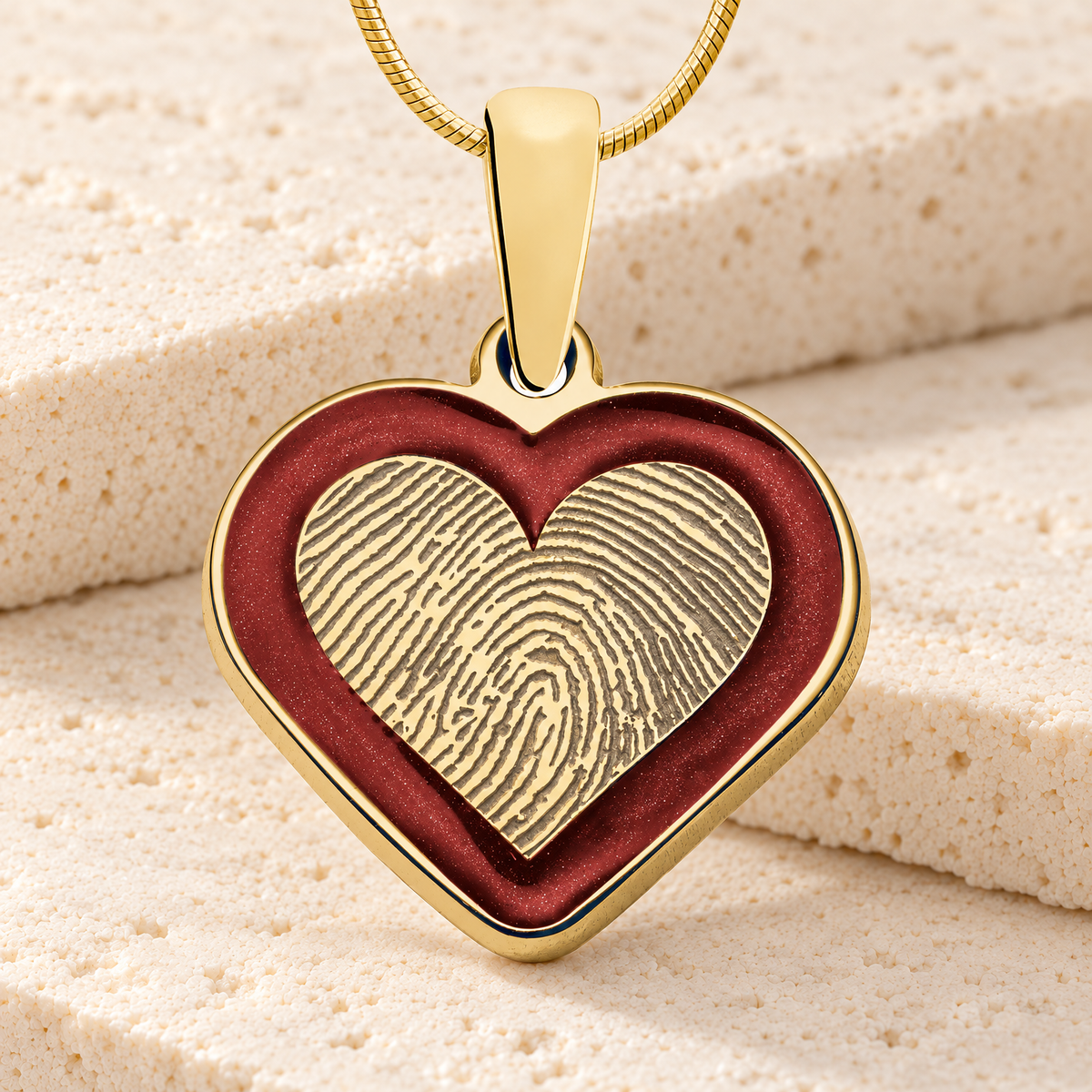Gold Plated Sterling Silver Color Me Red Heart Fingerprint Necklace — main — evr4830g
