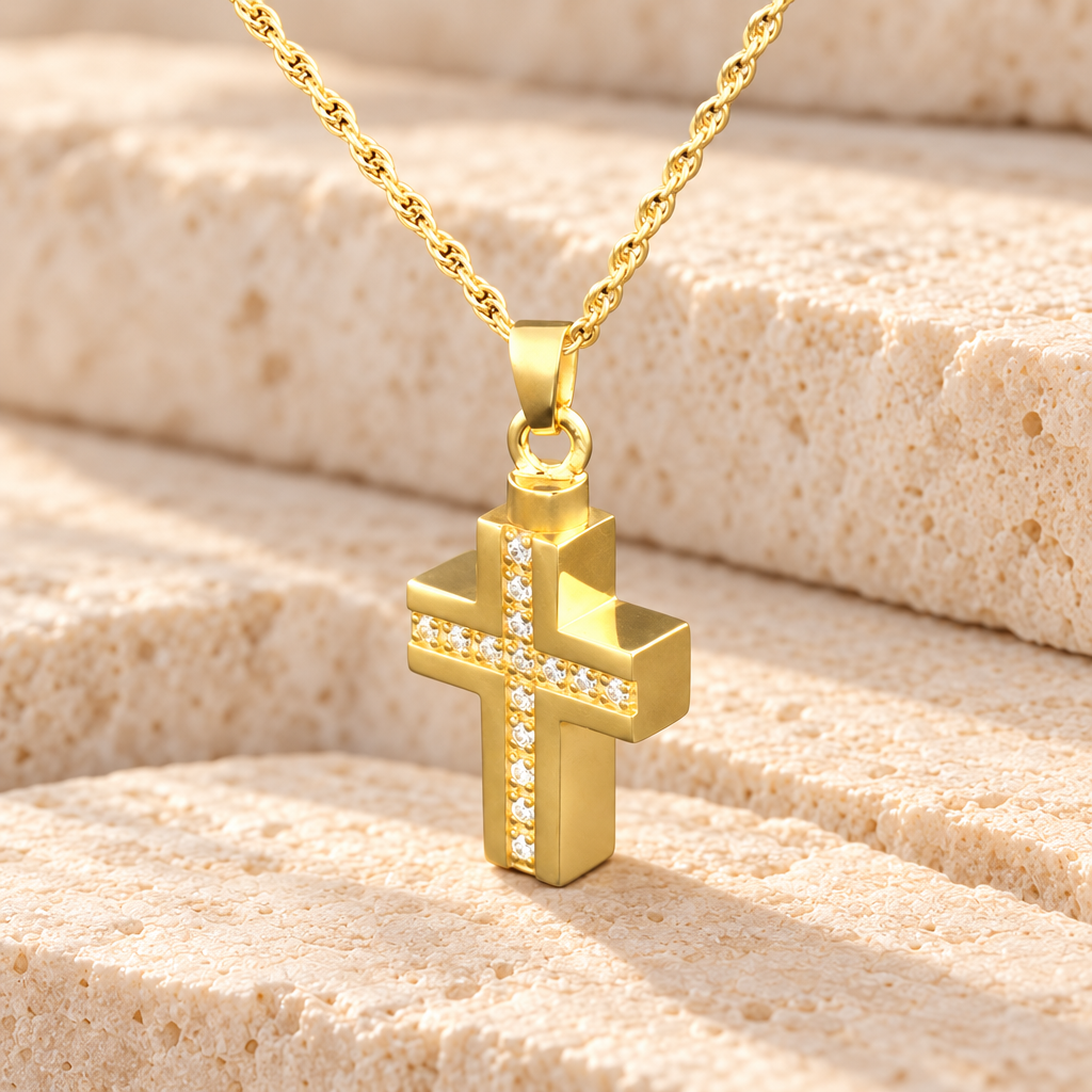 14k Gold Brilliant Cross Keepsake Locket — main — evr994kg