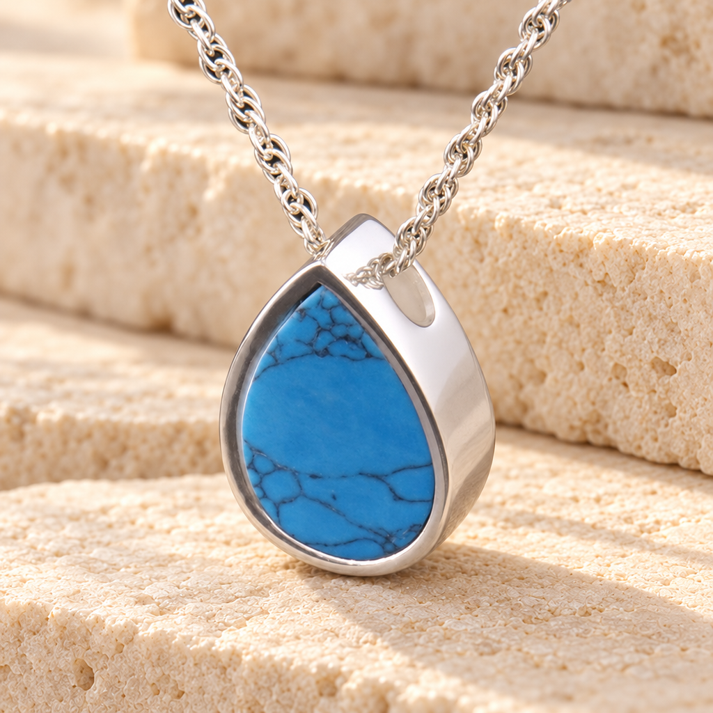 Sterling Silver Teardrop Turquoise Jewelry Pendant — main — evr6063ss