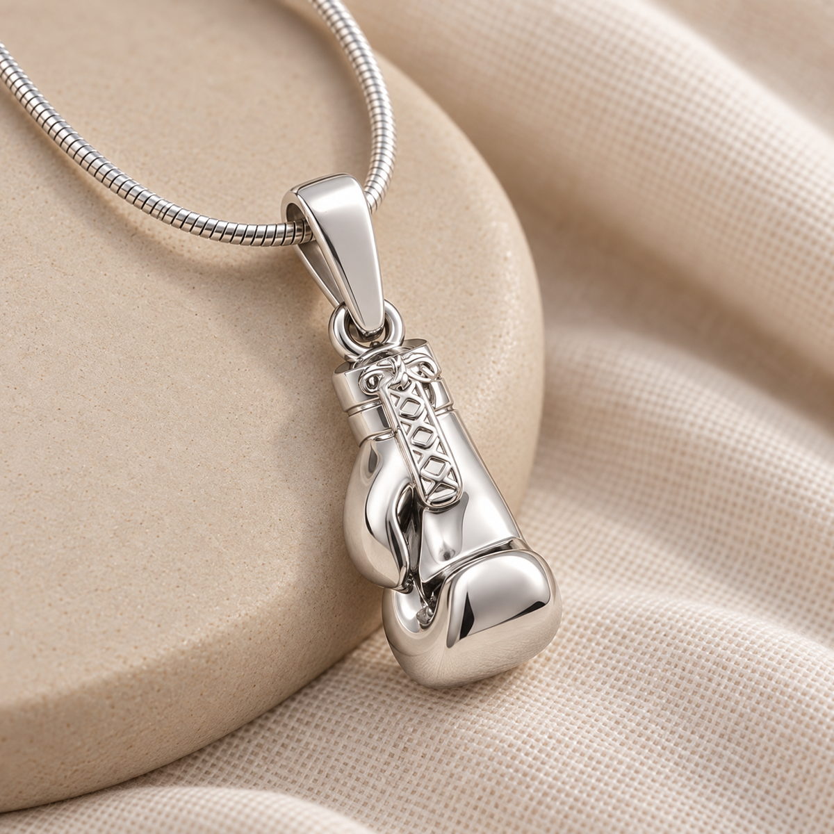 Solid 14K White Gold Boxing Glove Forever Sealed Memorial Jewelry — alternate view — evr20048wgfs