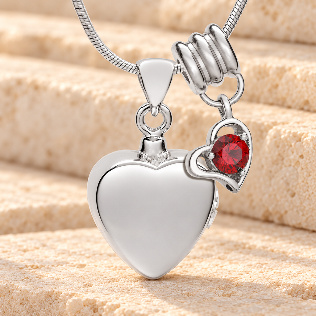 Silver January Simple Heart Urn Jewelry — main — evr6447jan