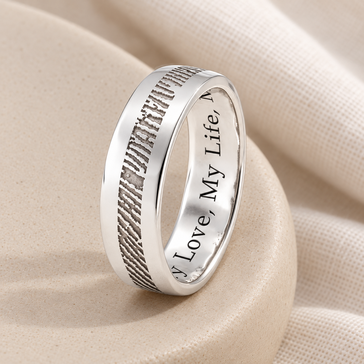 Women's Slender Line Sterling Silver Fingerprint Ring — alternate view — evr30002s