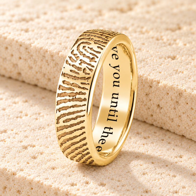 Standard Women's Solid 14k Gold Fingerprint Ring