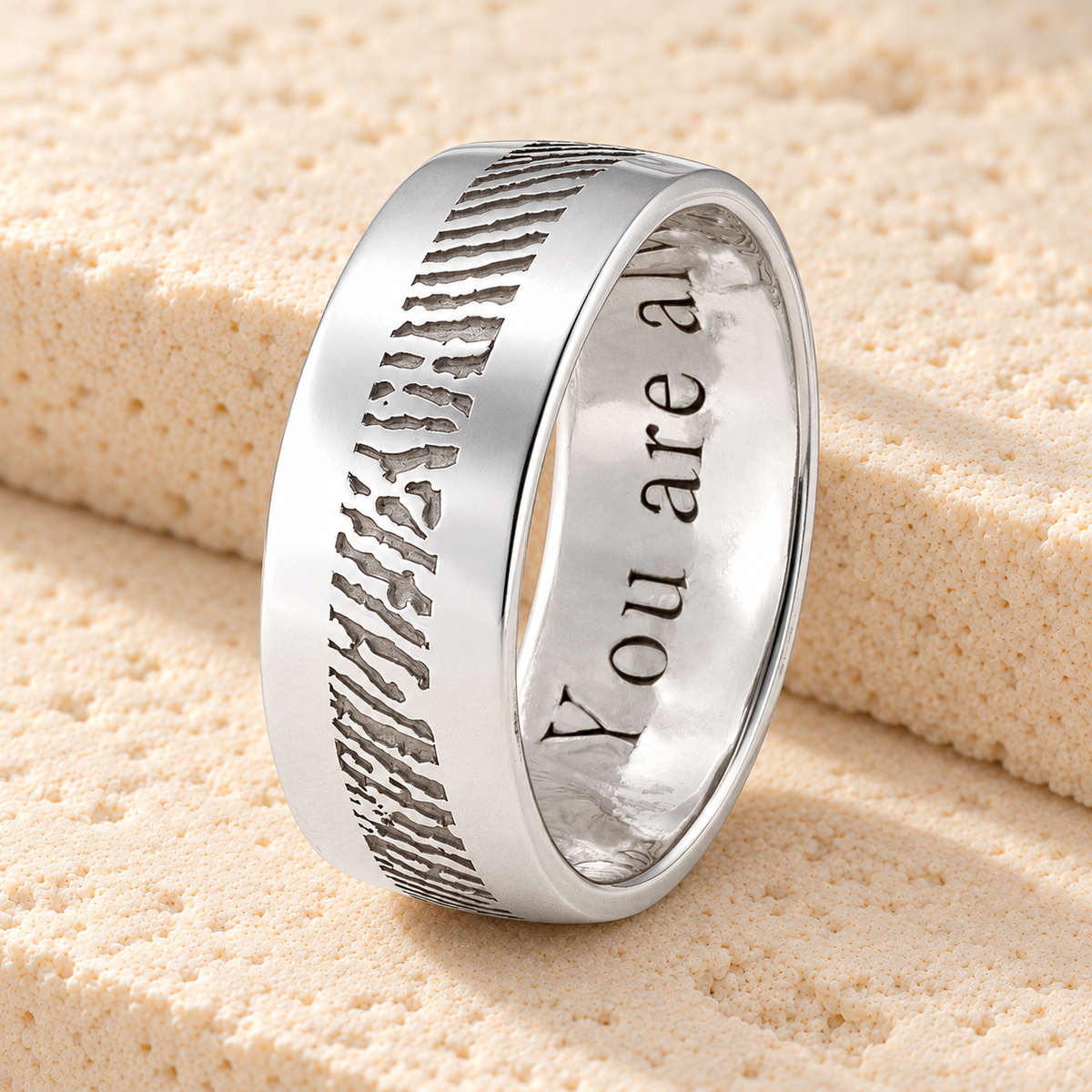 Men's Slender Line Sterling Silver Fingerprint Ring — main — evr30003s