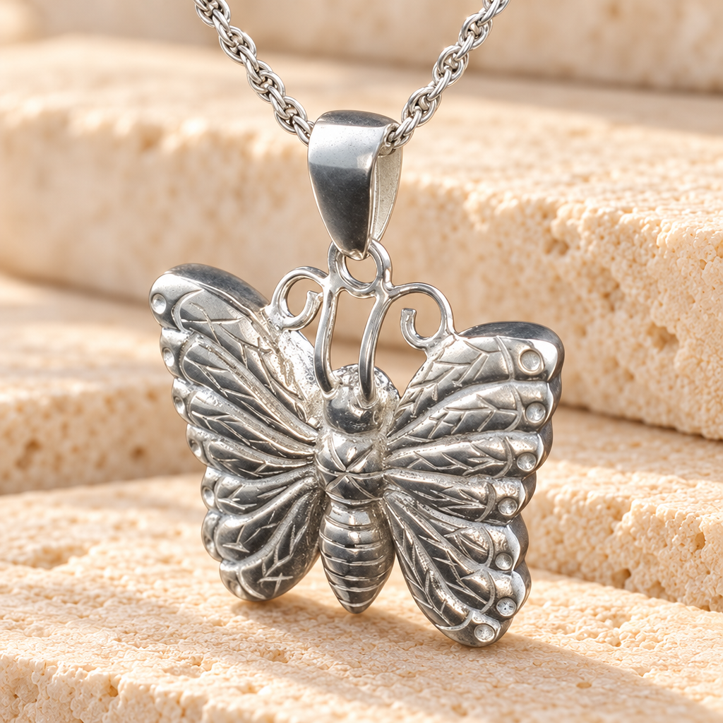 Antique Butterfly Cremation Urn Keepsake — main — evr158ss
