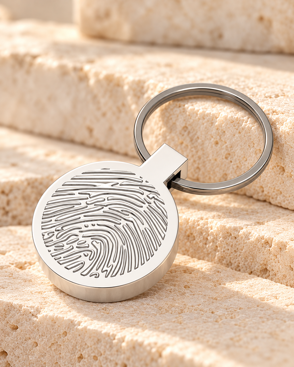 Sterling Silver Fingerprint Cast Forever Sealed Memorial Keychain — main — evr4799fs
