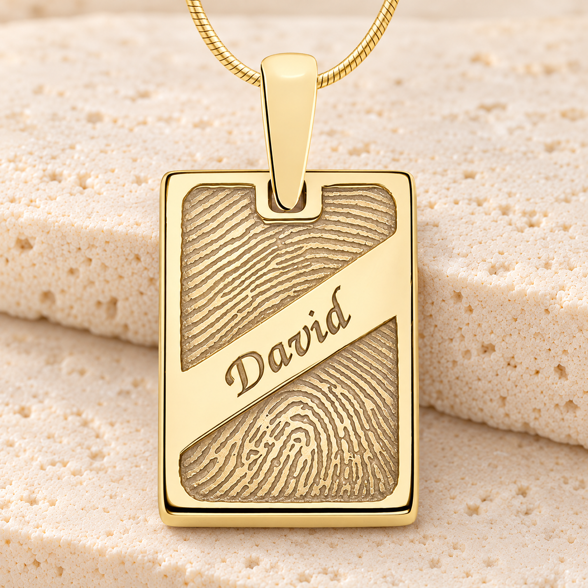 Gold Plated Sterling Silver Memorial Rectangle Fingerprint Necklace — main — evr4834g