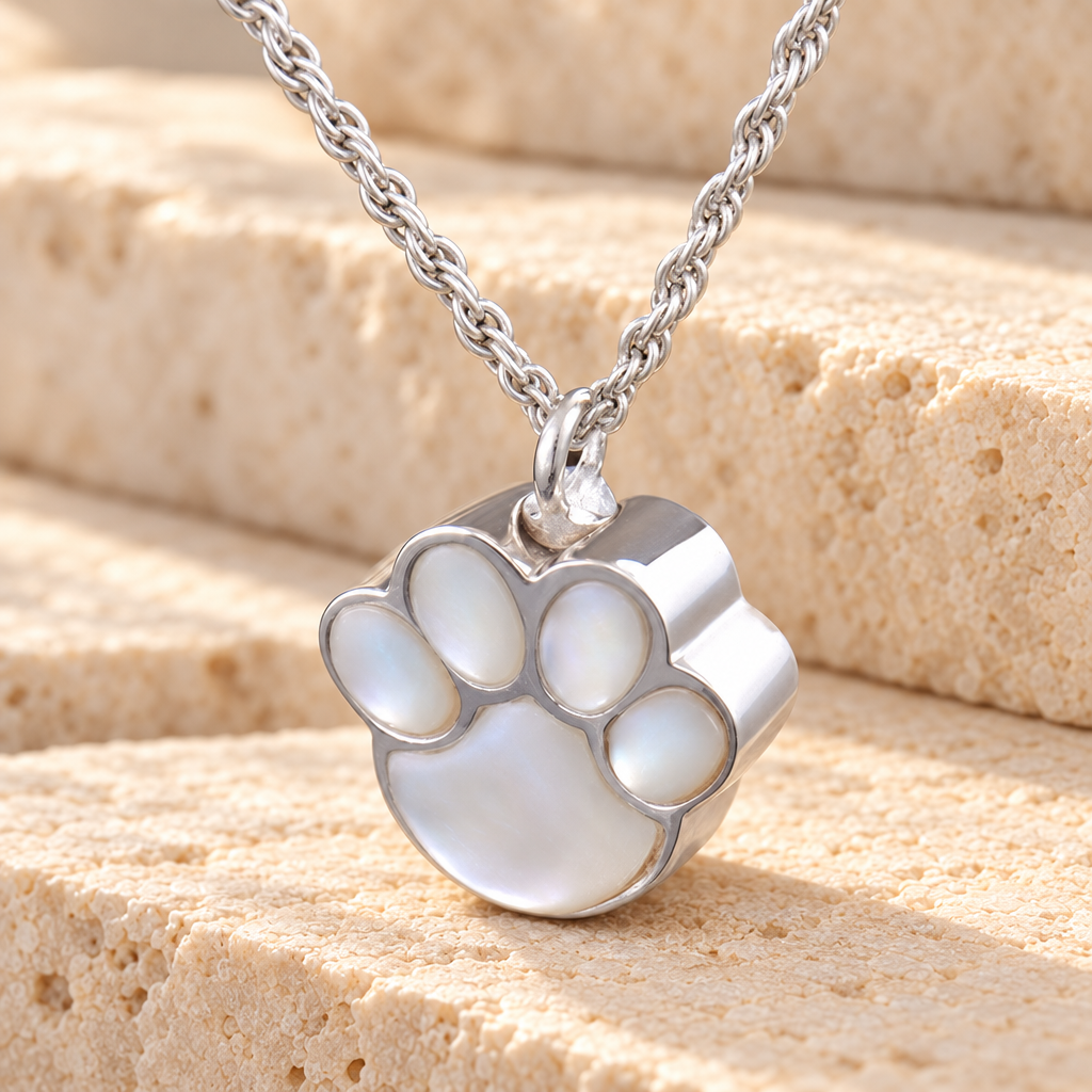 Sterling Silver Pearly Paw Funeral Jewelry — main — evr818ss