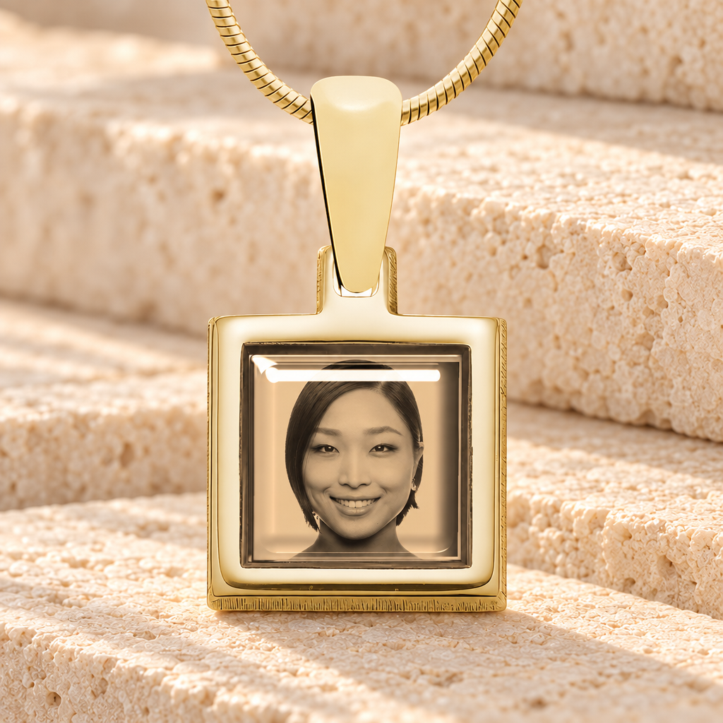 Square 14K Gold Picture Pendant — main product image